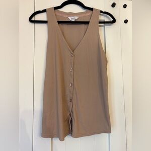 Nicole Miller Beige Button-Front Tank Top Vest EUC! Like New